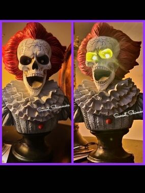 IT Pennywise Light Up Skeleton Clown Bust Halloween Horror Figure Decor New